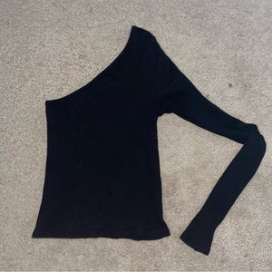 Black one shoulder long sleeve top